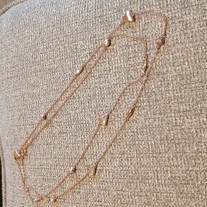 Rose Gold Layered Necklace with Triangle Crystal Accents And Round